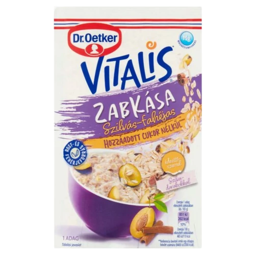 Dr.Oetker Vitalis zabkása szilva-fahéj 58g cukormentes