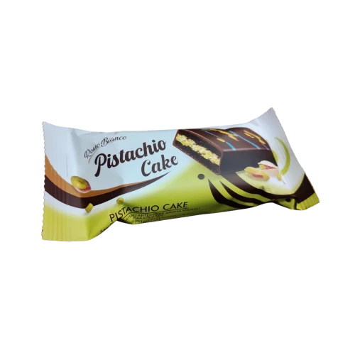 Pistachio étcsokival mártott pisztácia ízű krémmel töltött piskóta 40g