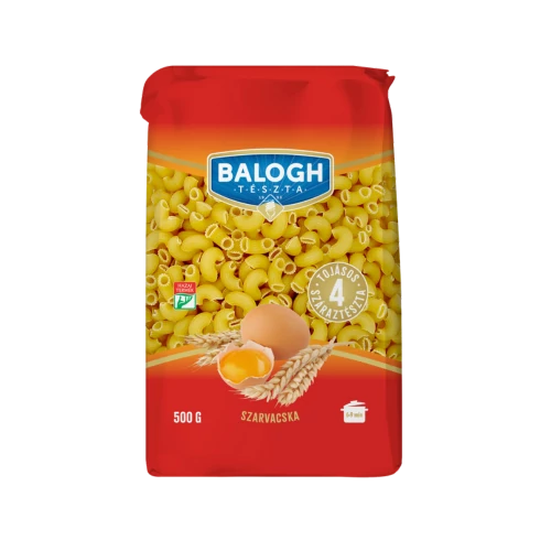 Balogh tészta 0,5kg rövidcső, talpas, álló, visszazárható csom.