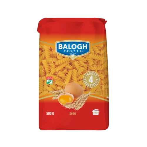 Balogh tészta 0,5kg orsó talpas, álló, visszazárható csom.