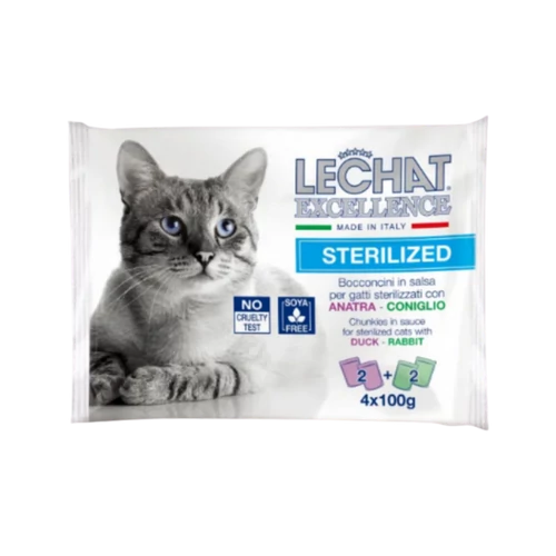 LeChat Excellence 12x100g Multipack Steril macskáknak Kacsa/Nyúl