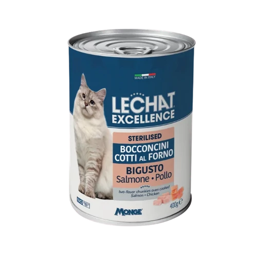 LeChat Excellence 400g Steril macskaeledel Lazac-Csirke