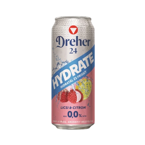 Dreher24 Hydrate 0,5l 0% licsi-citrom dobozos sör DRS