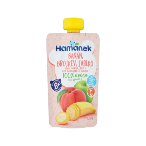 Hamánek desszert 100g tasakos, alma-őszibarack-banán