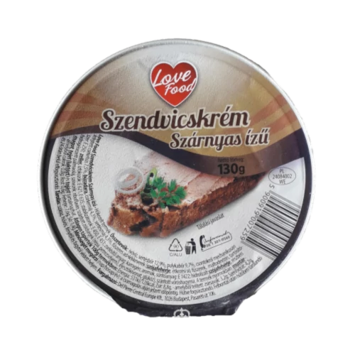 Love Food szendvicskrém 130g szárnyas ízű