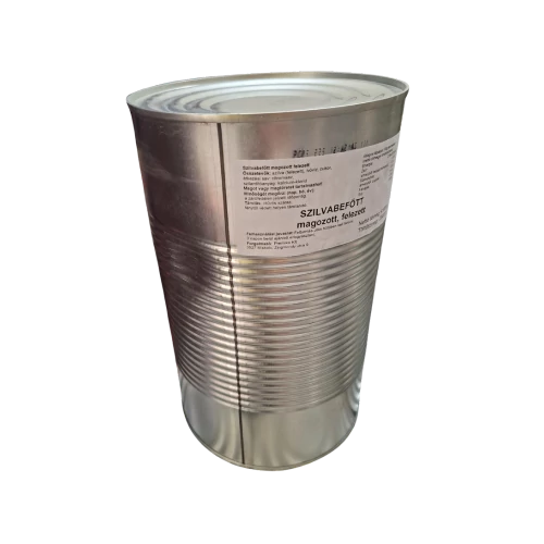 Szilvabefőtt felezett 4100g/2500ml enyhén cukros, dobozos, etikettes