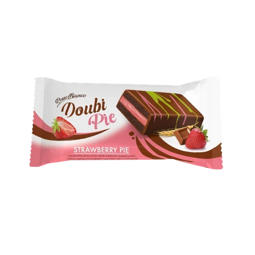 Doubi Pie étcsokival mártott eper ízű krémmel töltött piskóta 40g