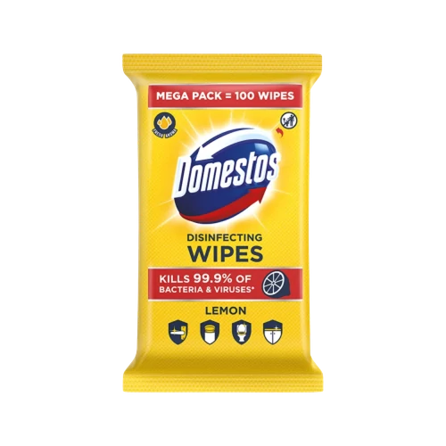 Domestos higiénikus törlőkendő Lemon fertőtlenítő 60db