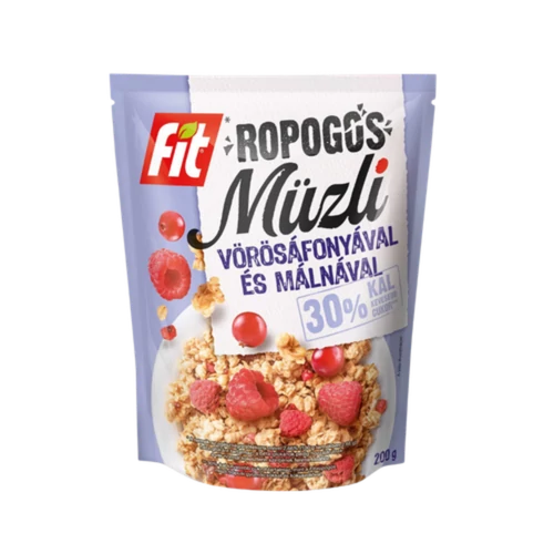 FIT reggeli ropogós müzli málnával és vörösáfonyával 200g