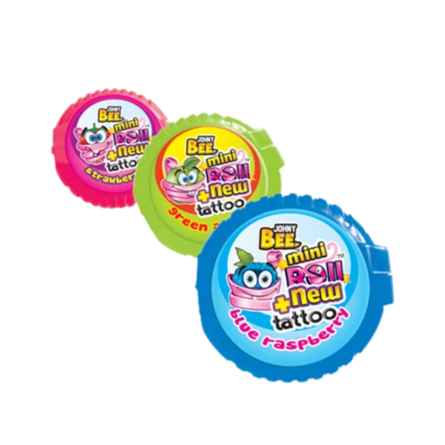 JOHNY BEE Mini Roll+Tatto méteres rágó18g