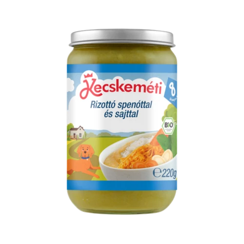 Kecskeméti bébiétel BIO Zöldség-rizs-spenót-sajt 220g