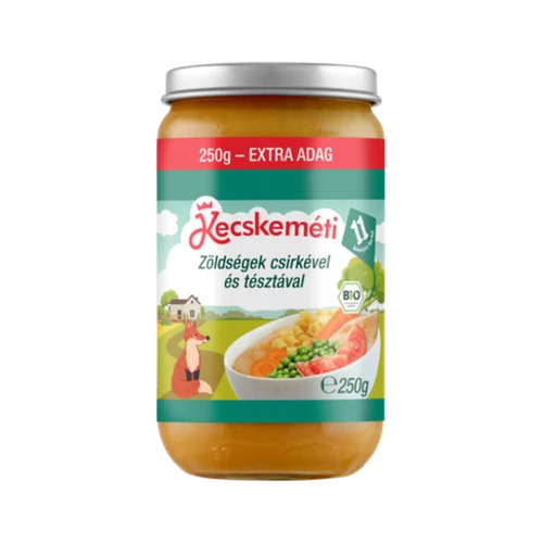 Kecskeméti bébiétel BIO Zöldségek csirkével és tésztával 220g