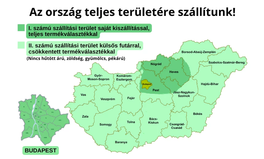 Szállítási területeink