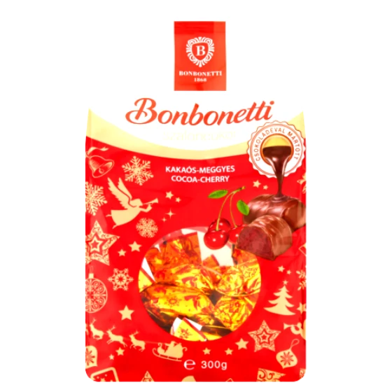 Szaloncukor Bonbonetti 300g kakaós-meggyes tasakos
