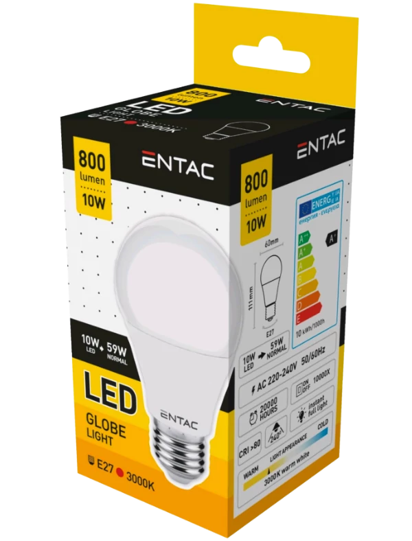 .Entac Led gömb 10W/E27 (60W)