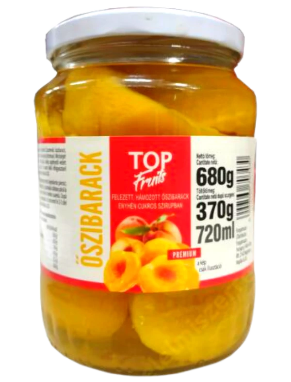 Top Fruits Őszibarack befőtt üveges 680g