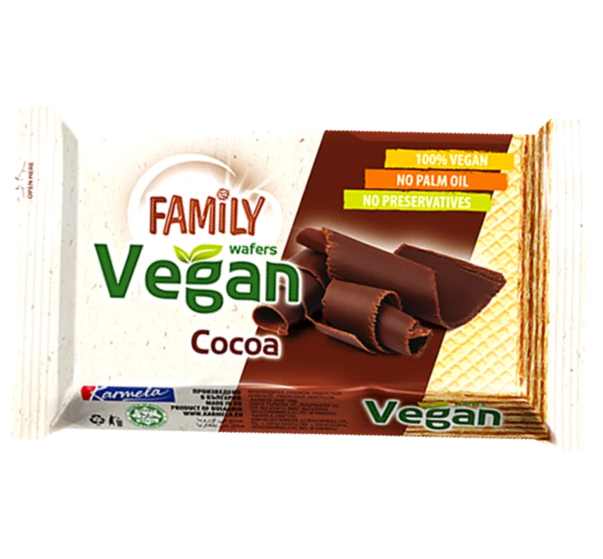 Family Vegán ostya kakaó ízű krémmel 50g