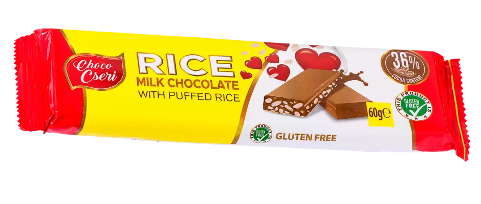 Choco Cseri 60g gluténmentes tejcsokis rizses szelet