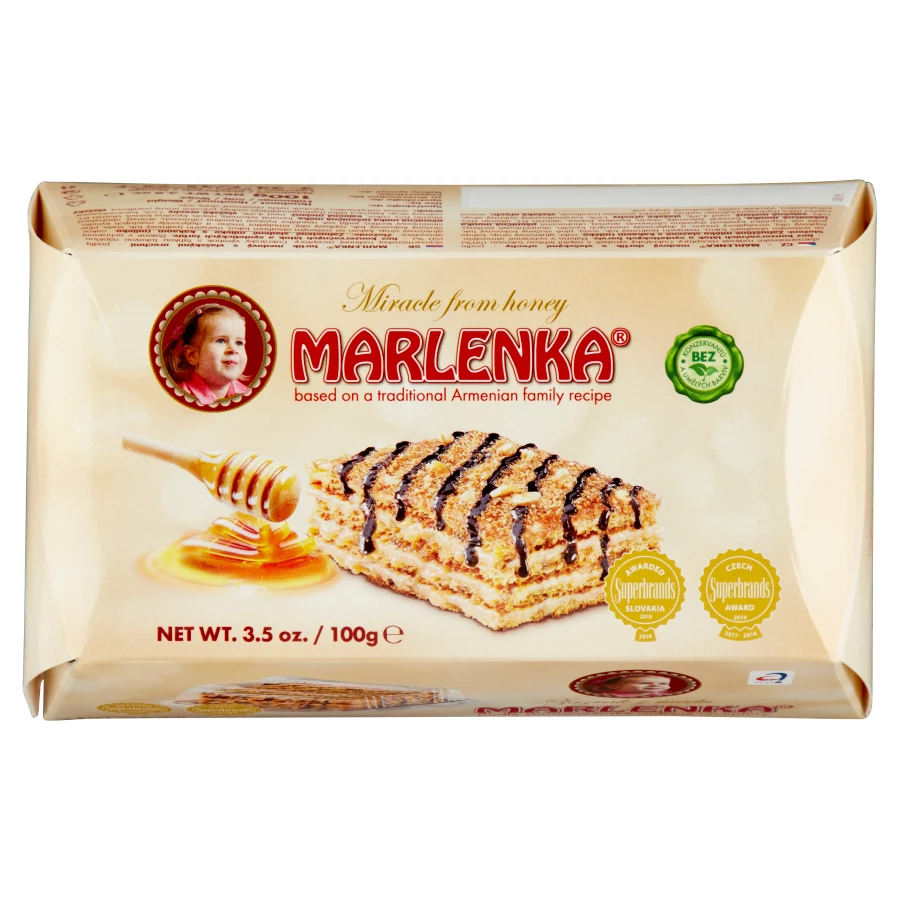 Marlenka mézes torta dióval 100g