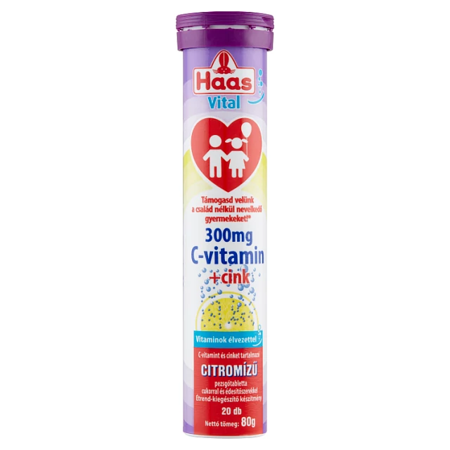 Haas pezsgőtabletta 80g C-vitamin+cink limitált