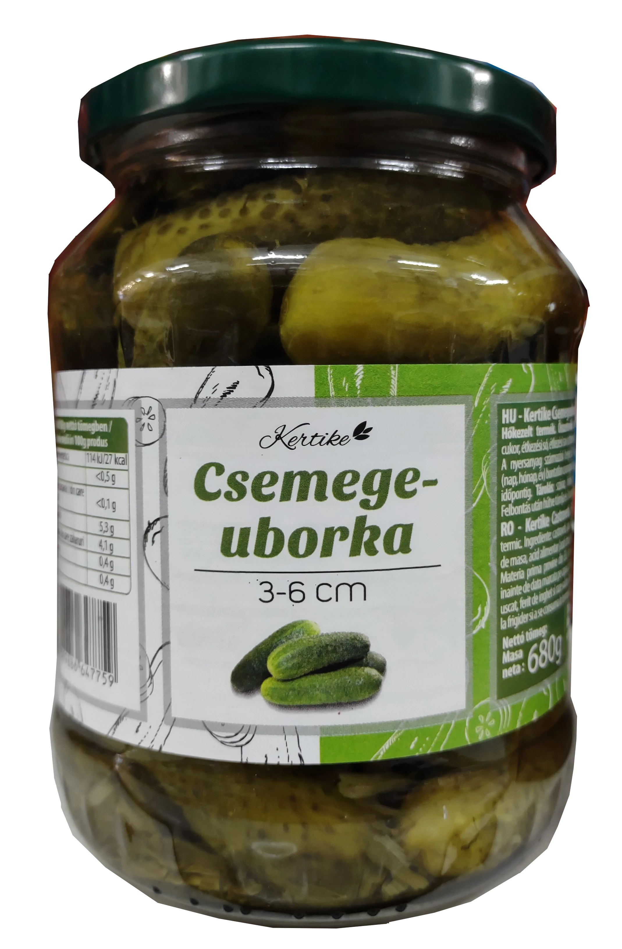 Kertike csemege uborka 3-6 cm 370ml 330g/160g