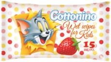 Cottonino TOM&JERRY nedves törlökendö 15 lapos epres