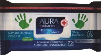 Aura Derma protect antibakteriális törlökendö 72 db