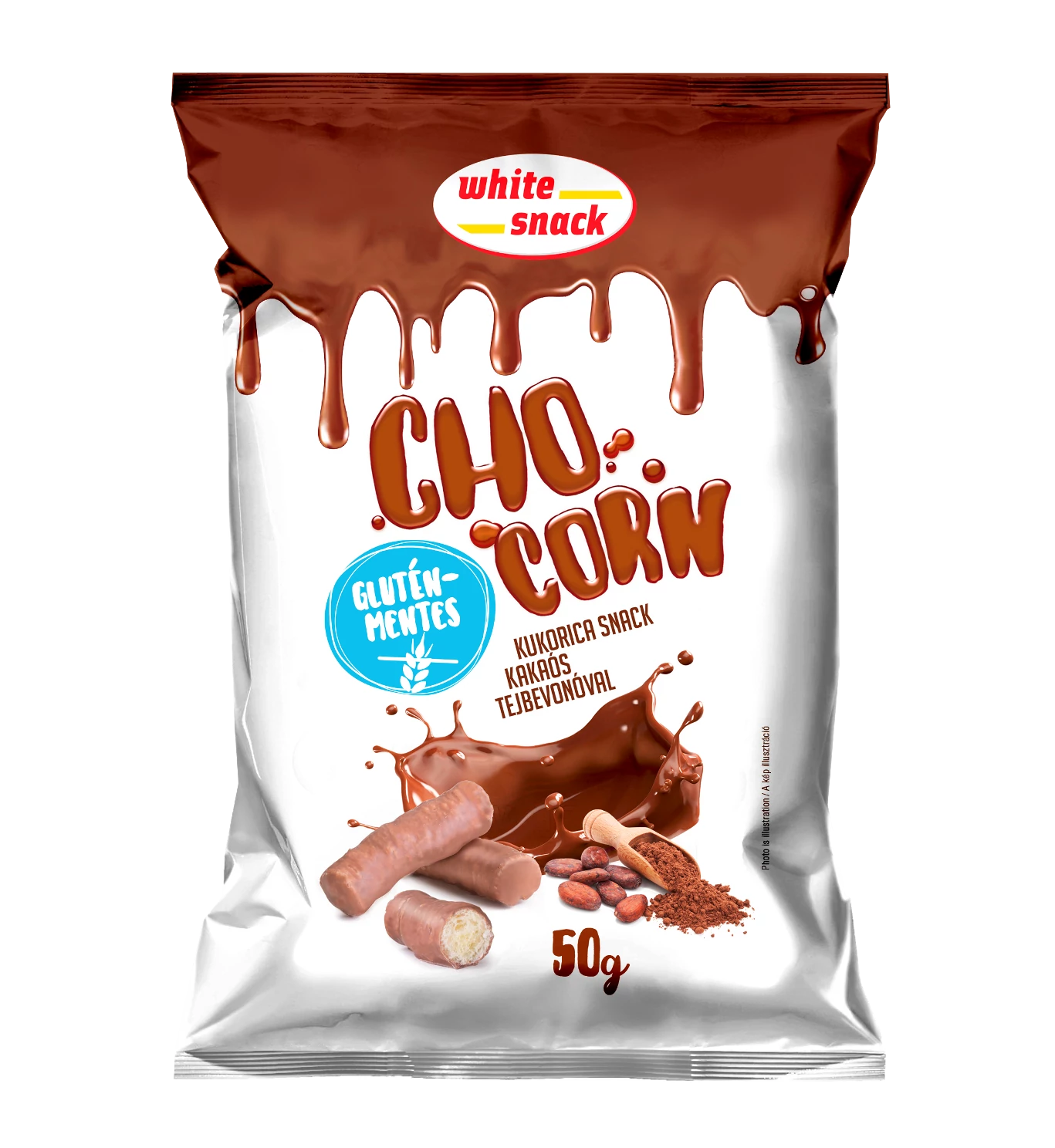 White Snack CHO CORN 50g snack kakaós tejbevonóval