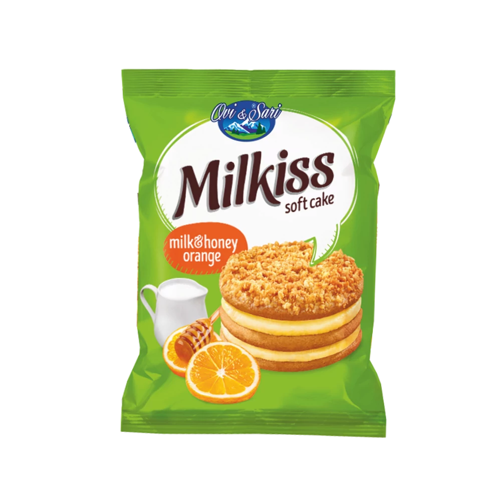 Milkiss Milk&Honey mézes piskóta tej ízű krémmel, narancs darabokkal 50g