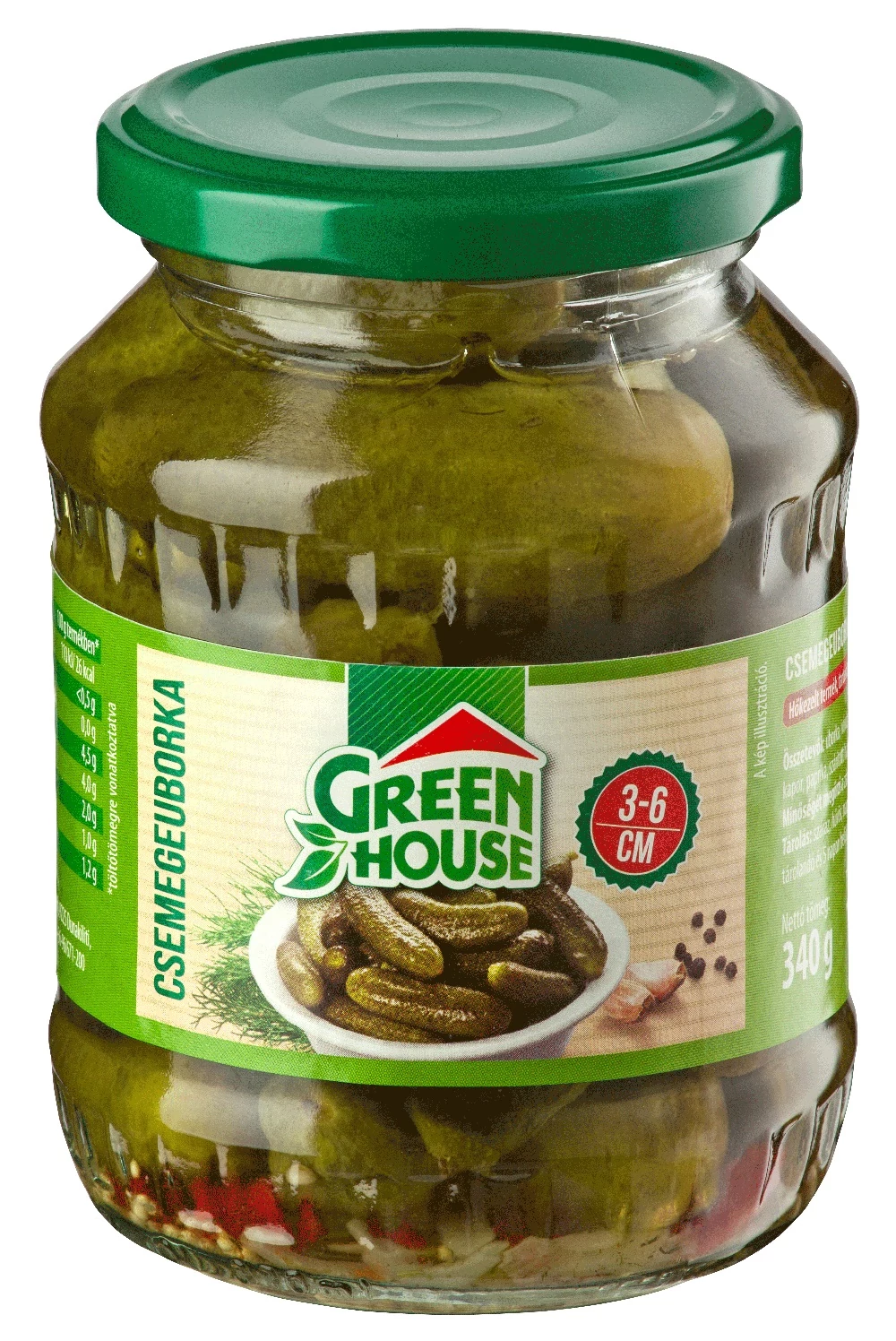 GreenHouse csemegeuborka 3-6cm 370ml 340/180g