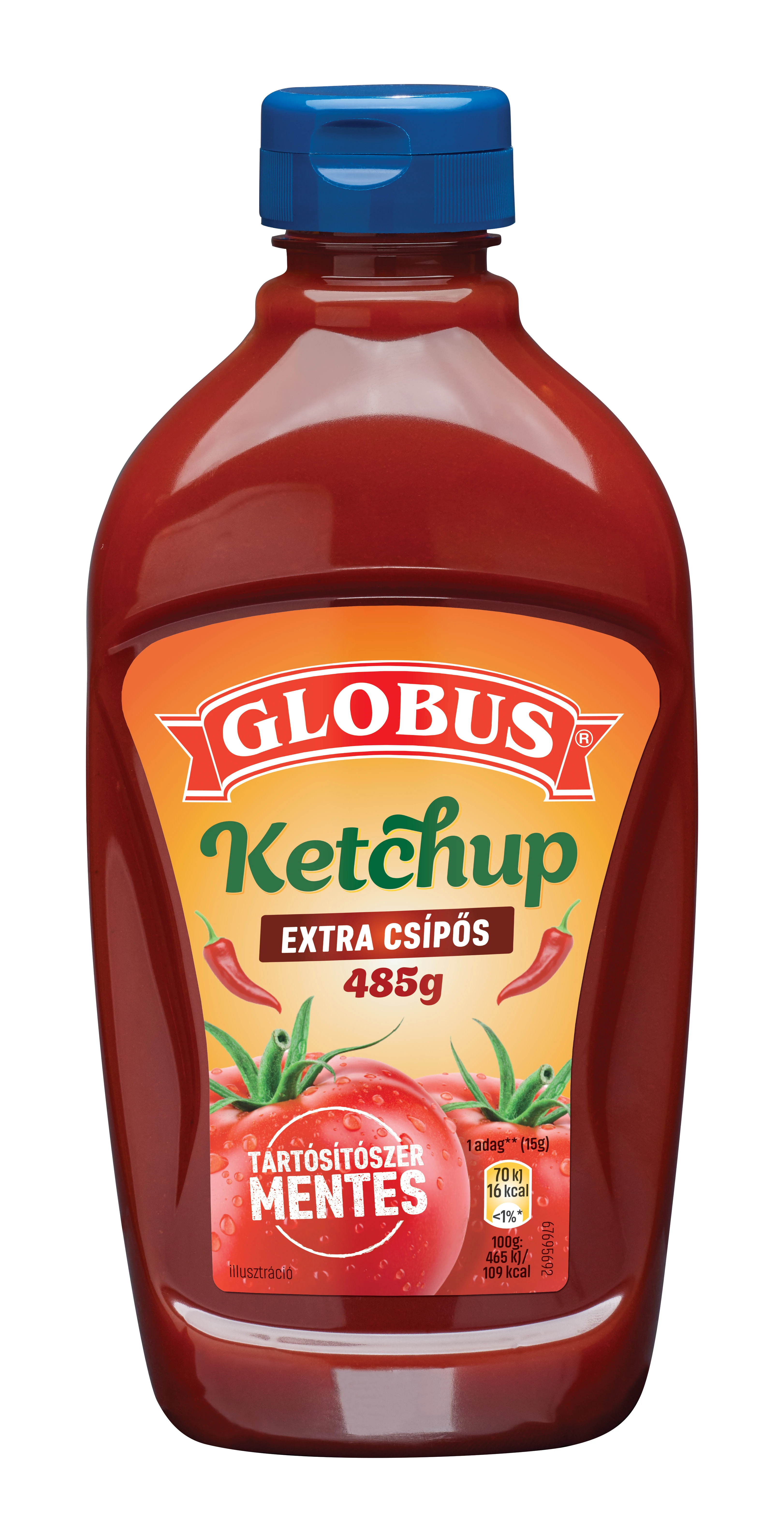 Globus Ketchup 485g Extra csípős flakonos