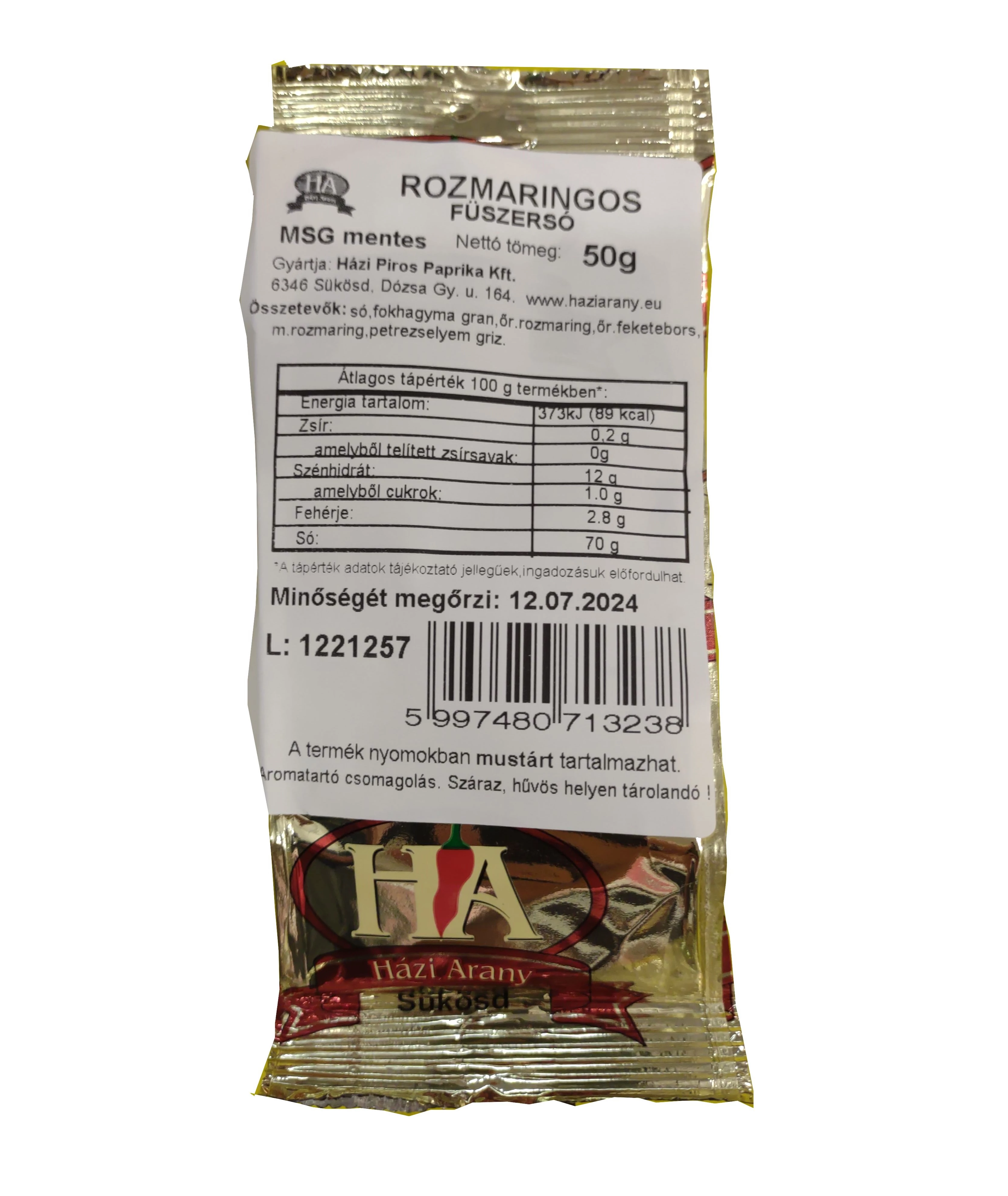 Házi Arany Rozmaringos fűszersó 50g