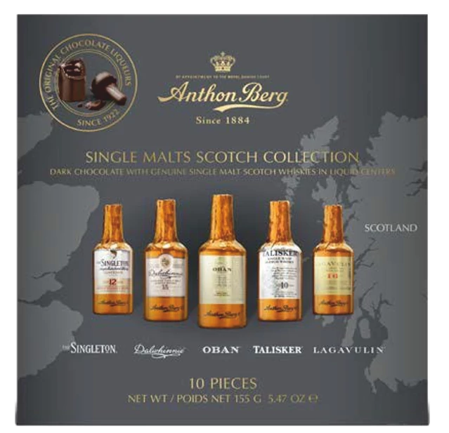 Anthon Berg Whisky válogatás csoki üvegekben 10db-os 155g