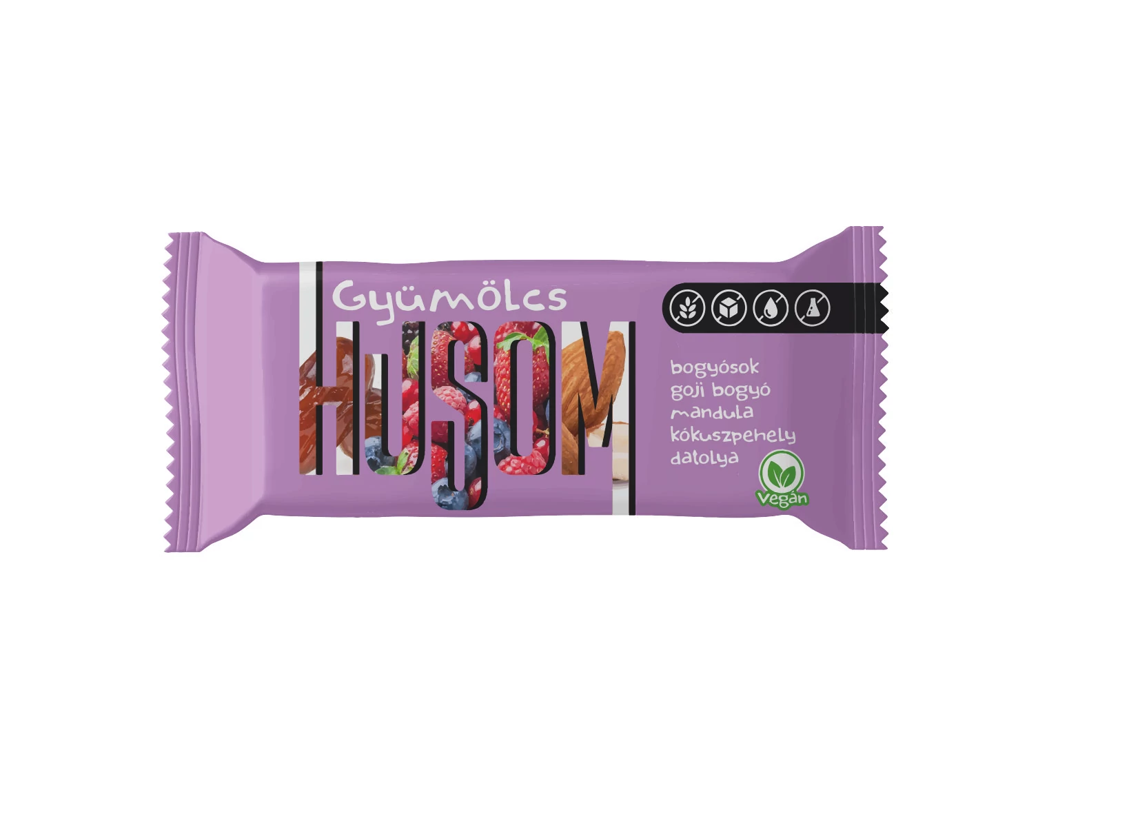 Gyümölcs HUSOM gyümölcsszelet 25g datolya-gojibogyó-bogyósgy.