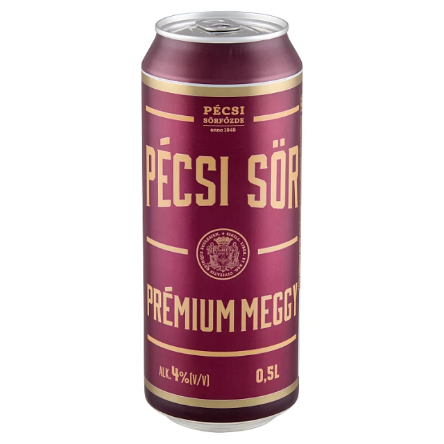 Pécsi Prémium Meggy 4% dobozos sör 0,5l