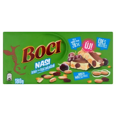 Boci Nasi 180g fehér+tejcsokoládé