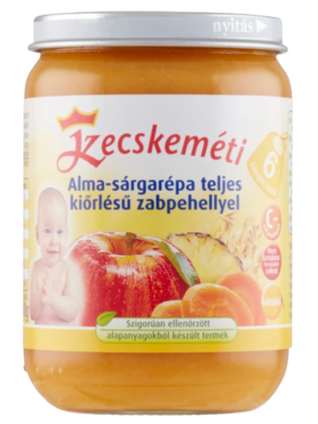 Kecskeméti bébiétel alma-sárgarépa teljes kiőrlésű zabpehely 190g