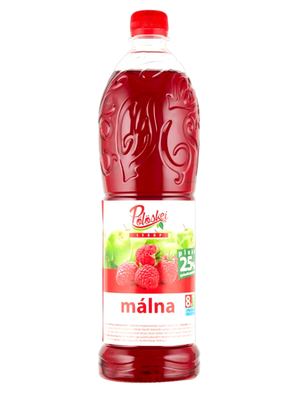 Pölöskei gyümölcsszirup 1l 25%-os Málna ízesítésü