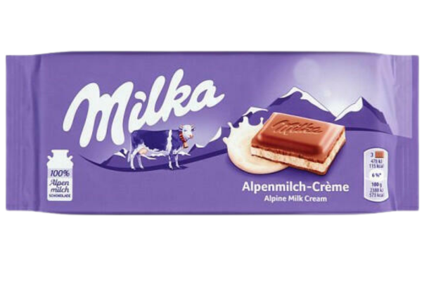 .Milka 100g Alpesi tejkrémmel töltöt