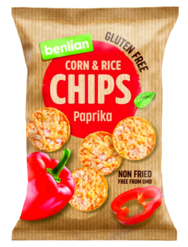 .Benlian kuk.és rizschips 50g papr.