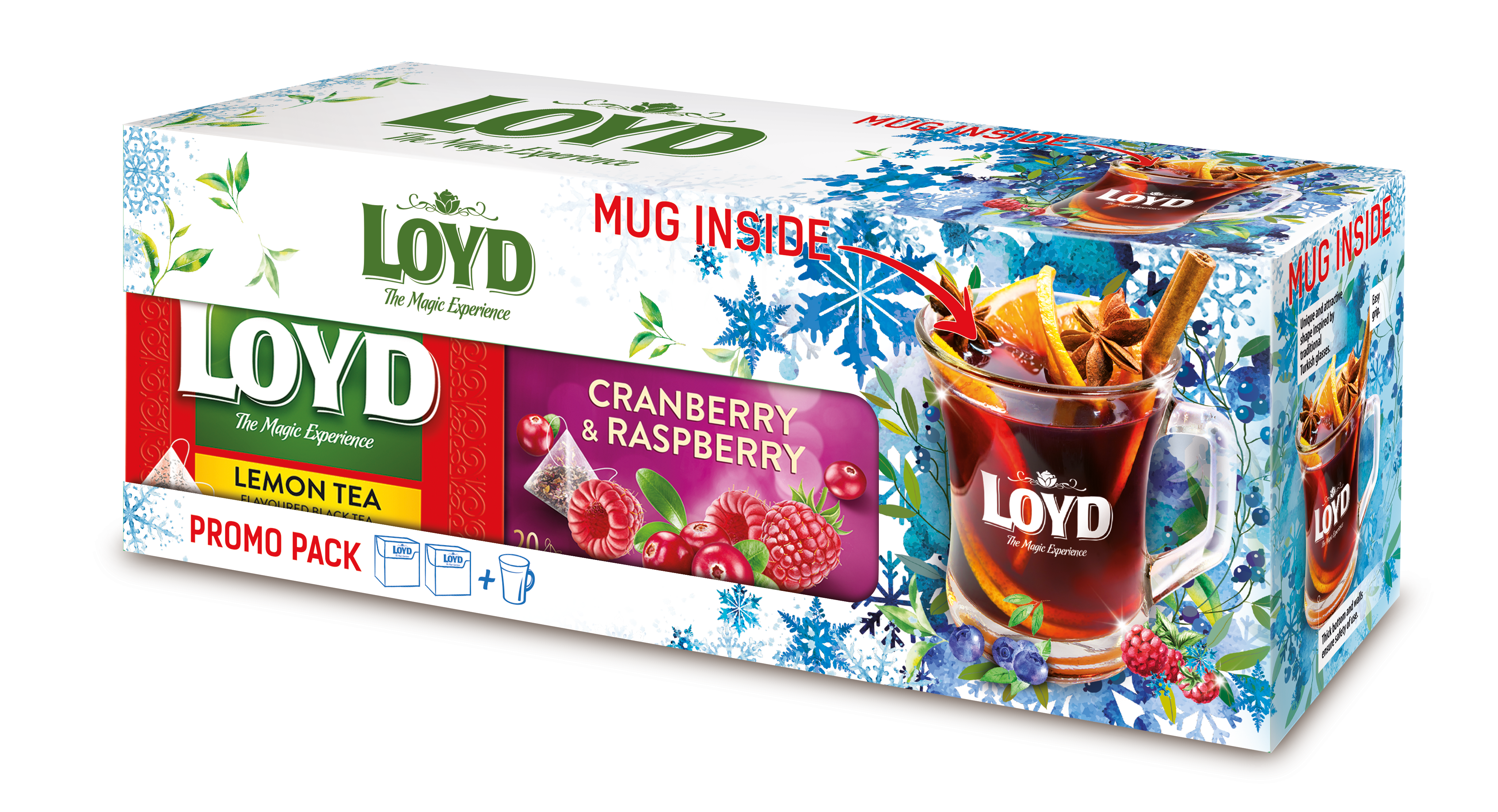 LOYD Teabox Citrom-Vörösáfonya-Málna 74g + pohár