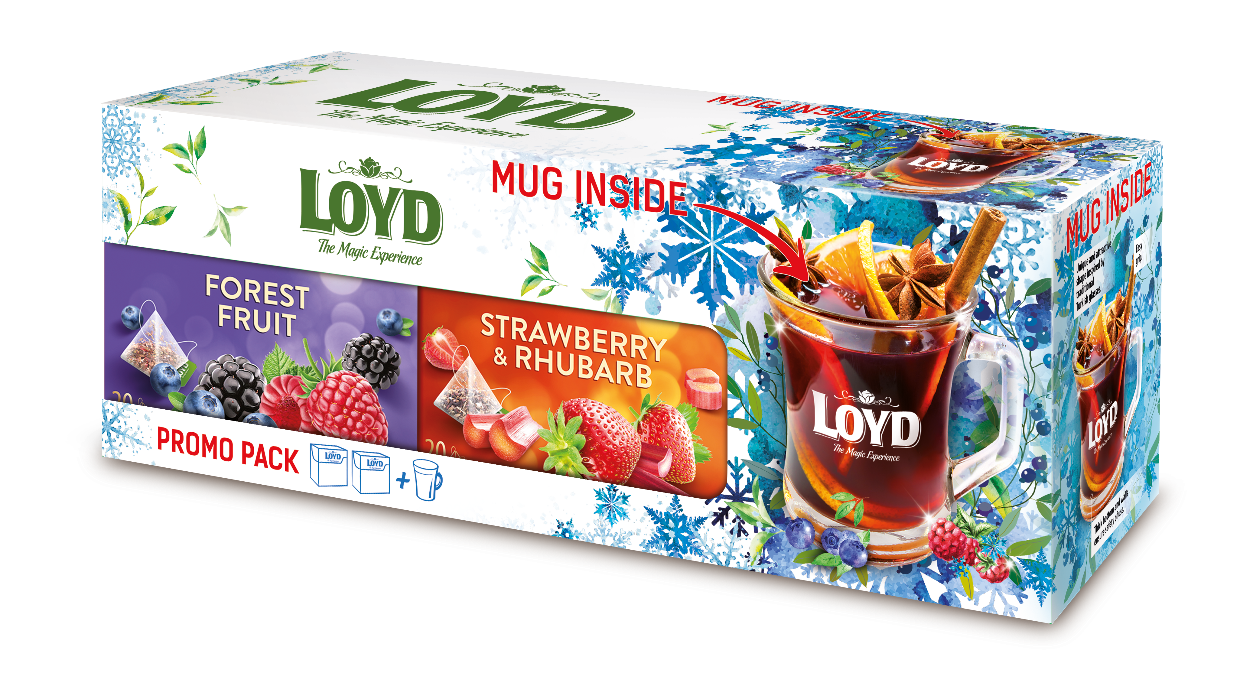 LOYD Teabox Erdei gyümölcs - eper&rebarbara 80g + pohár