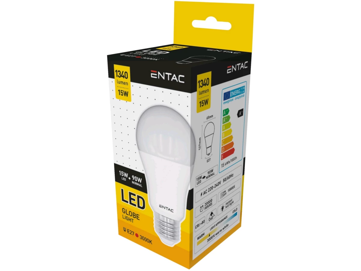 .Entac Led gömb 15W/E27 (91W)