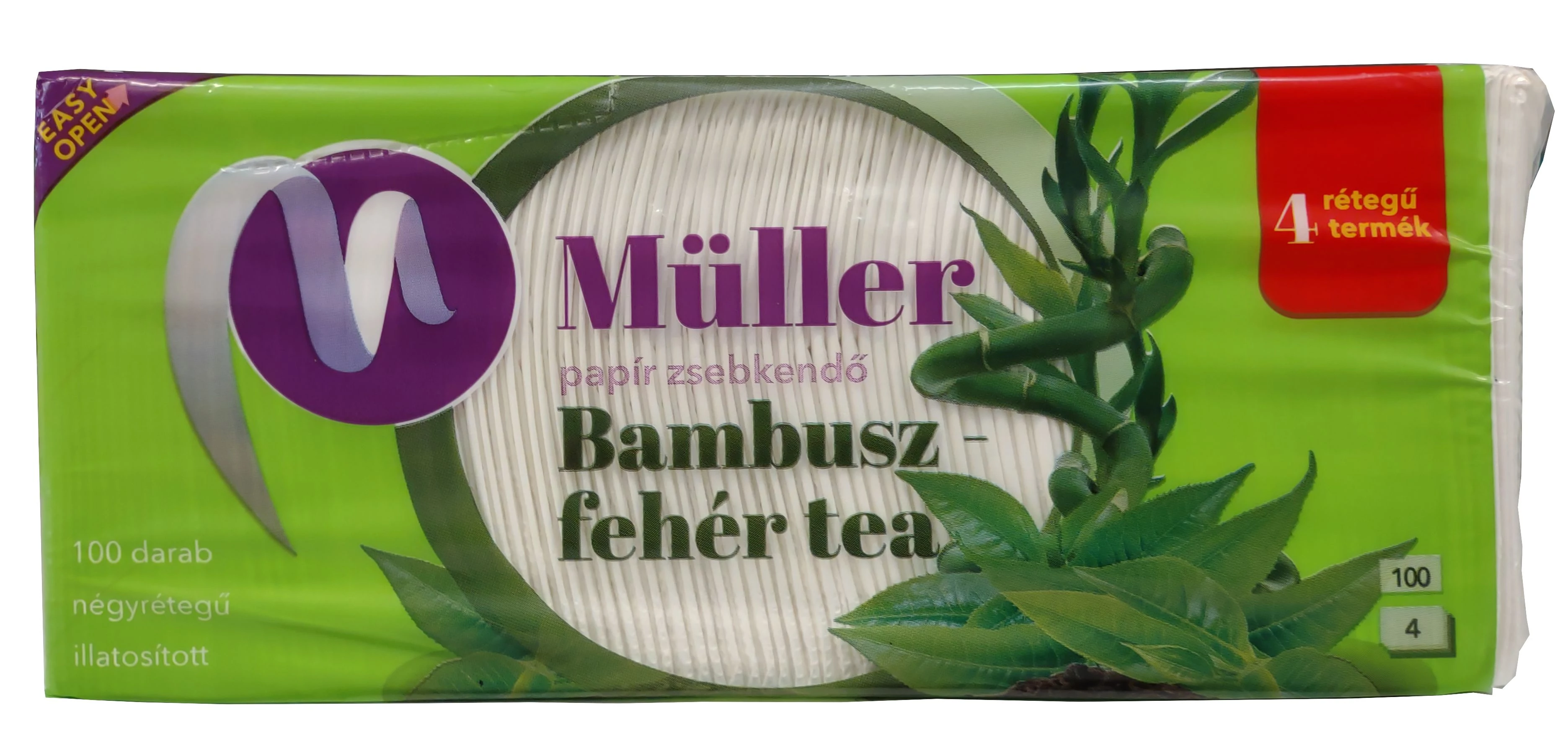 Müller Papírzsebkendő 100db 4rtg. Bambusz-Fehértea