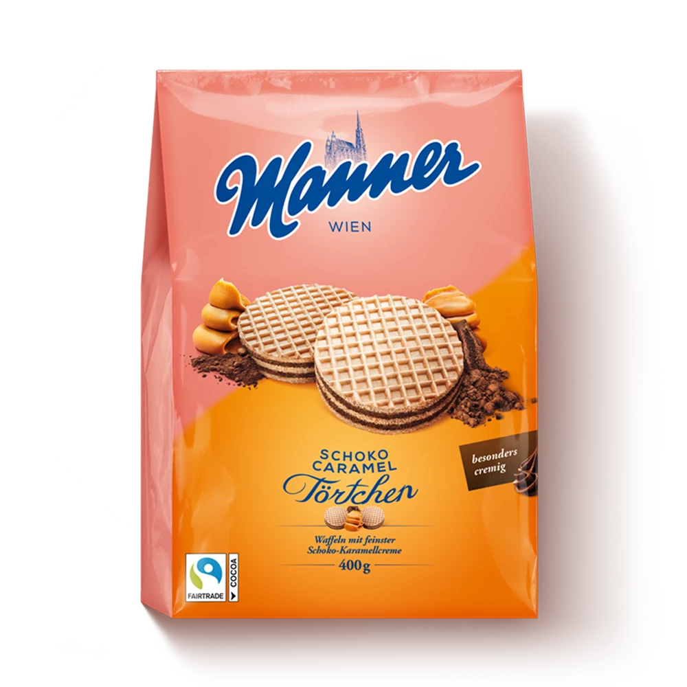 Manner 400g csoki-karamell töltött ostya