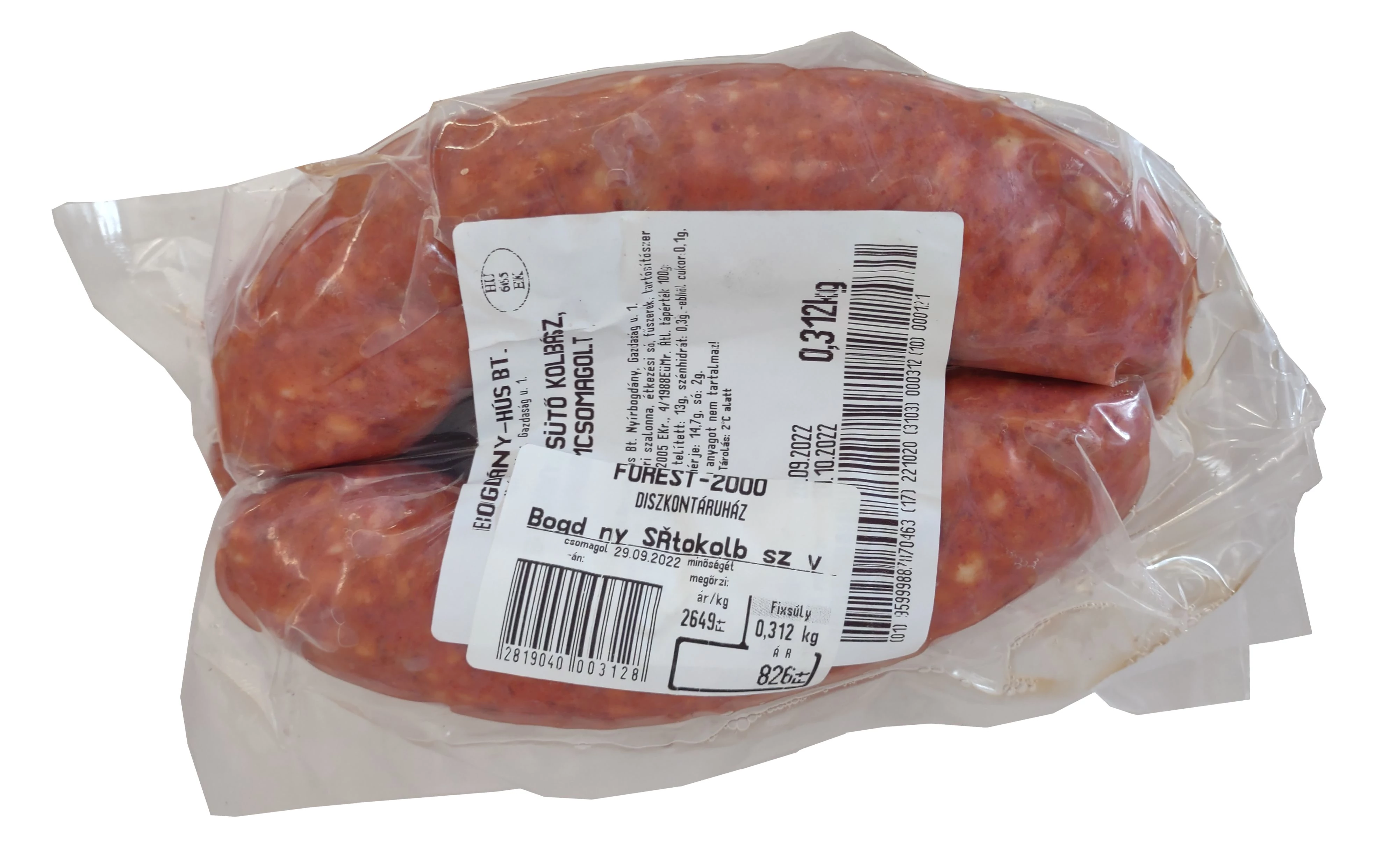 Bogdány Sütőkolbász vf 904