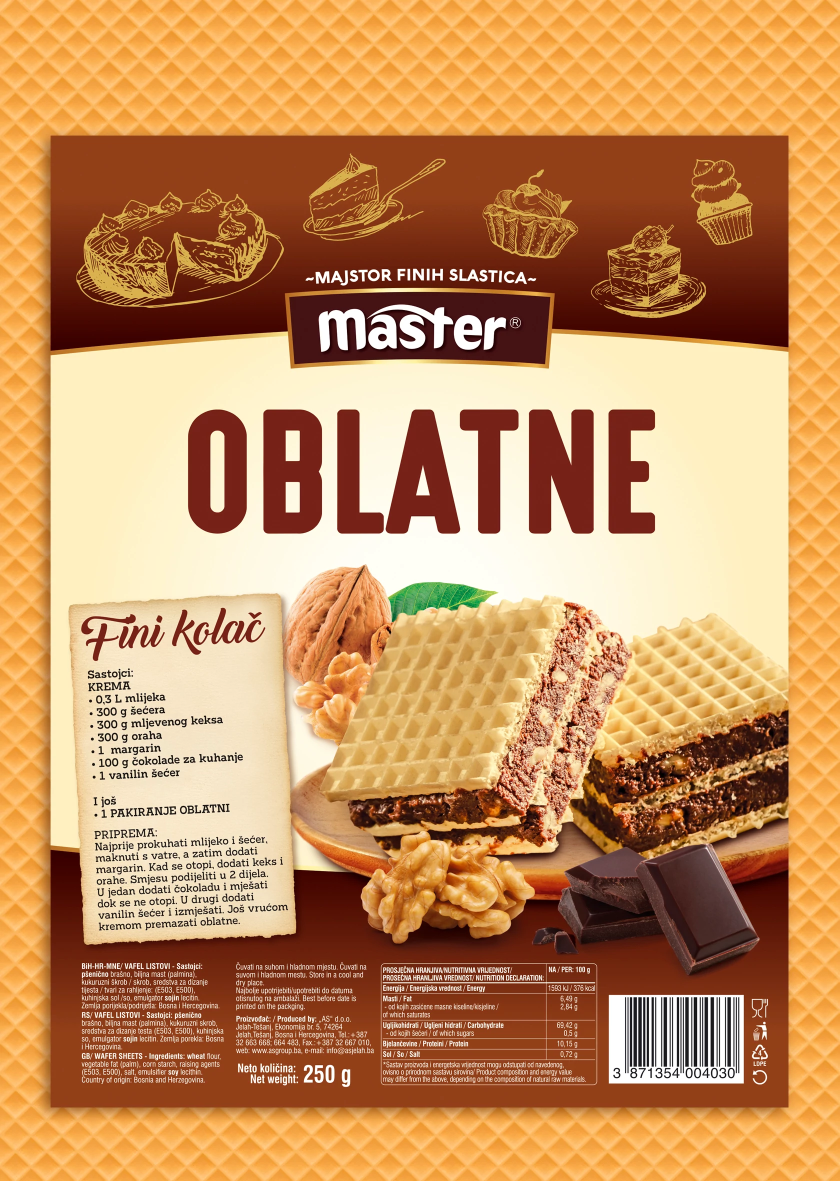 .Master Oblat ostyalap 250g