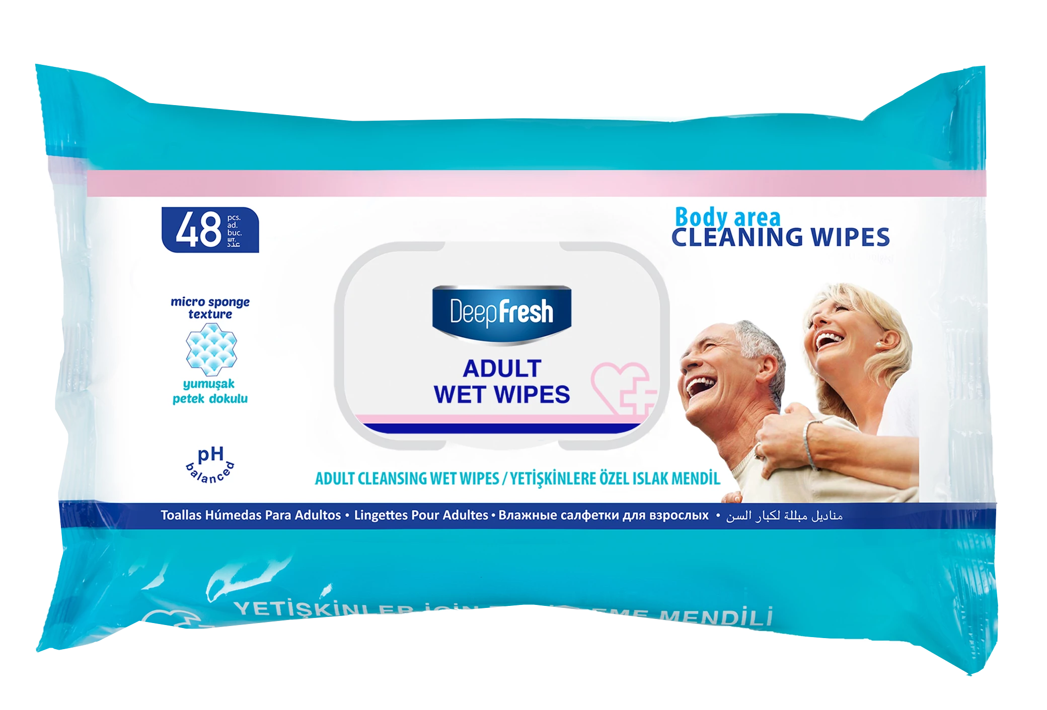 Deep Fresh nedves törlőkendő Adult 48db