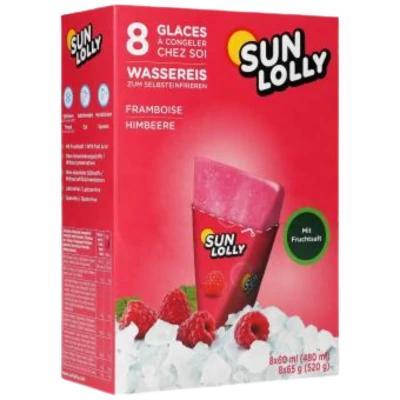 Sun Lolly jégnyalóka málna ízű 480ml (8db) polcon tartható