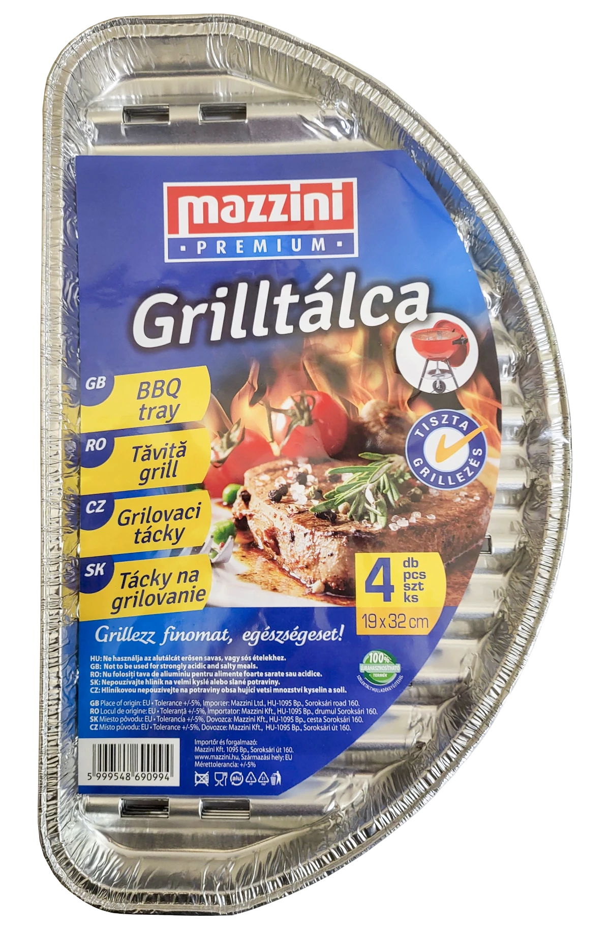 .Mazzini Grilltálca félkör 19cmx32cm